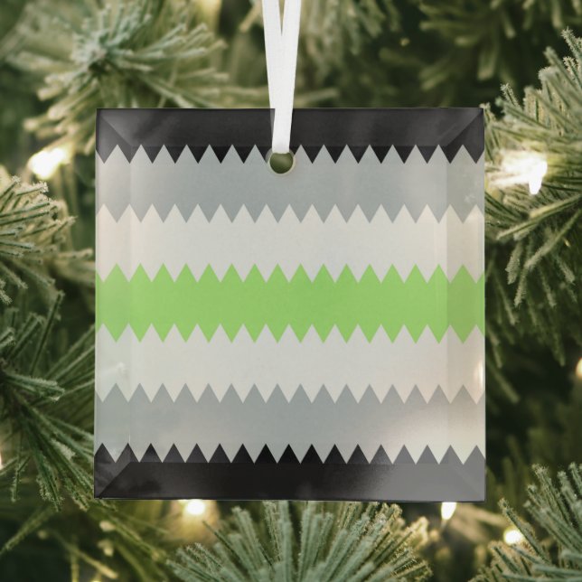 Groovy Boho ZigZag Abstract Agender Pride Flag Glass Tree Decoration (Insitu)