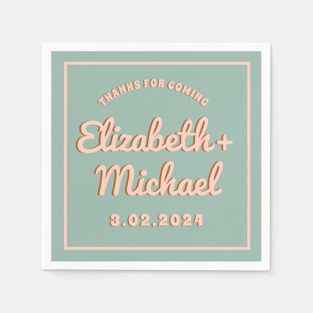 Groovy Bold Blue Pink Funky  Napkin (Front)