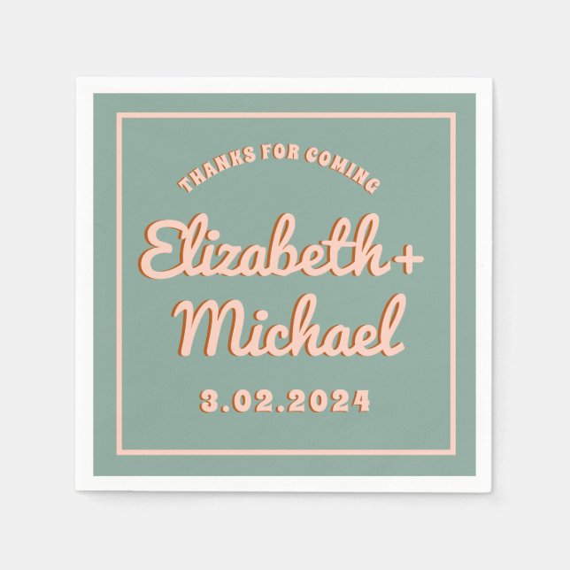 Groovy Bold Blue Pink Funky  Napkin (Front)