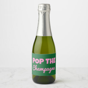 Groovy Bold green Pink Red Bridesmaid Proposal Sparkling Wine Label