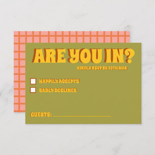 Groovy Bold Green Yellow Red Funky RSVP Card