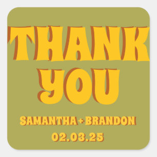 Groovy Bold Green Yellow Red Funky  Square Sticker