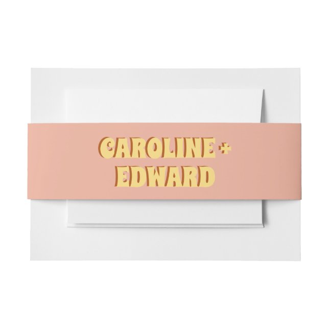 Groovy Bold Green Yellow Red Funky Wedding Invitation Belly Band (Front Example)