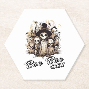 Groovy Boo Boo Crew Halloween Ghost Townspeople Paper Coaster