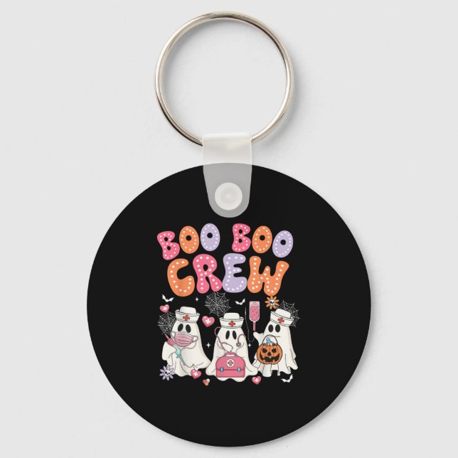 Groovy Boo Boo Crew Nurse Funny Ghost Halloween Te Key Ring (Front)