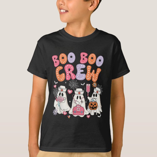 Groovy Boo Boo Crew Nurse Funny Ghost Halloween Te T-Shirt (Front)