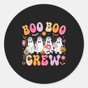 Groovy Boo Boo Crew Nurse Funny Ghost Women Hallow Classic Round Sticker