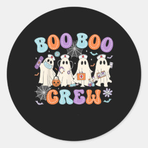 Groovy Boo Boo Crew Nurse Funny Ghost Women Hallow Classic Round Sticker