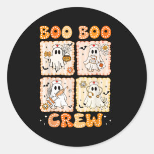 Groovy Boo Boo Crew Nurse Funny Ghost Women Hallow Classic Round Sticker