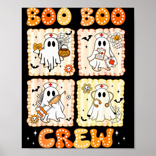 Groovy Boo Boo Crew Nurse Funny Ghost Women Hallow Poster (Front)