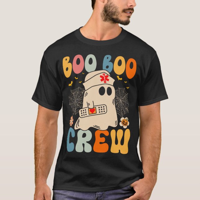 Groovy Boo Boo Crew Nurse Ghost Halloween  T-Shirt (Front)