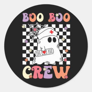 Groovy Boo Boo Crew Nurse Ghost Paramedic Emt Ems  Classic Round Sticker