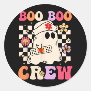 Groovy Boo Boo Crew Nurse Ghost Paramedic Funny Ha Classic Round Sticker