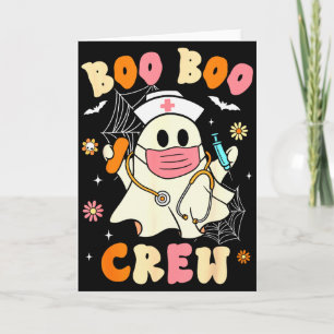 Groovy Boo Boo Crew Nurse Halloween Cute Ghost Wom Card