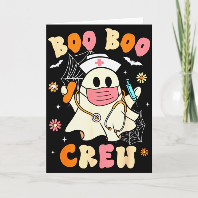 Groovy Boo Boo Crew Nurse Halloween Cute Ghost Wom Card (Front)
