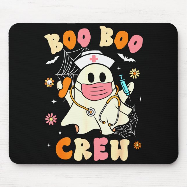 Groovy Boo Boo Crew Nurse Halloween Cute Ghost Wom Mouse Pad (Front)
