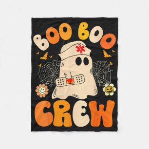 Groovy Boo Crew Nurse Funny Ghost Women Halloween Fleece Blanket