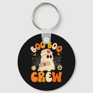 Groovy Boo Crew Nurse Funny Ghost Women Halloween Key Ring