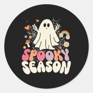 Groovy Boo Ghost Spooky Halloween Costumes Mens K Classic Round Sticker