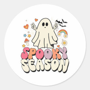 Groovy Boo Ghost Spooky Halloween Costumes Mens Ki Classic Round Sticker