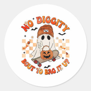 Groovy Boo No Diggity Bout To Bag It Up Halloween Classic Round Sticker