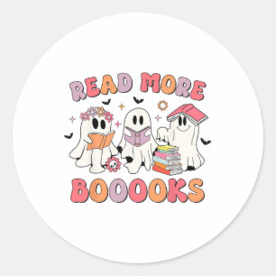 Groovy Booooks Ghost Read More Books Funny Teacher Classic Round Sticker