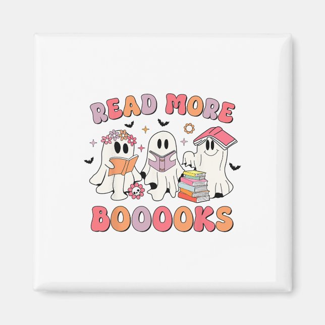 Groovy Booooks Ghost Read More Books Funny Teacher Magnet (Front)