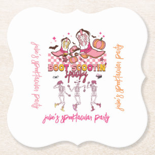 Groovy Boot Scooti Spooky Skeleton Halloween Retro Paper Coaster