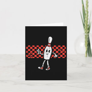 Groovy Bowling Pin Peace Retro Bowler Boys Kids Me Card