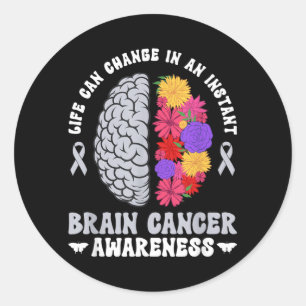 Groovy Brain Cancer Awareness Month Brain Tumour Classic Round Sticker