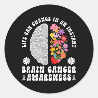Groovy Brain Cancer Awareness Month Brain Tumour Classic Round Sticker
