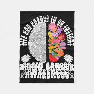Groovy Brain Cancer Awareness Month Brain Tumour Fleece Blanket