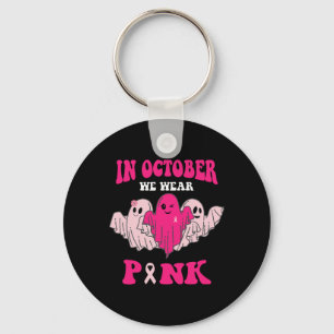 Groovy Breast Cancer Awareness In October We Wear Key Ring