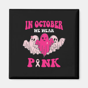 Groovy Breast Cancer Awareness In October We Wear Magnet