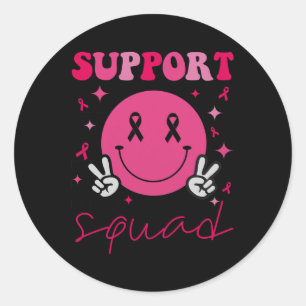 Groovy Breast Cancer Awareness Men Women Kids Classic Round Sticker