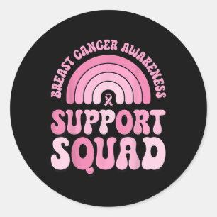 Groovy Breast Cancer Awareness Pink Ribbon Support Classic Round Sticker