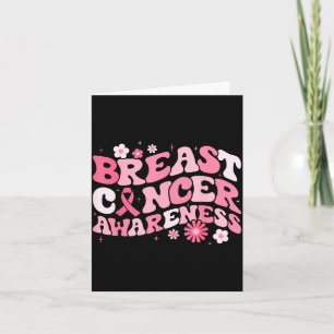 Groovy Breast Cancer Awareness Pink Ribbon Women Card