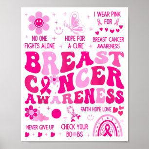 Groovy breast cancer awareness support squad women poster