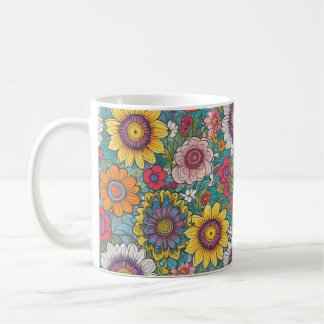Groovy Bright Floral Pattern Coffee Mug