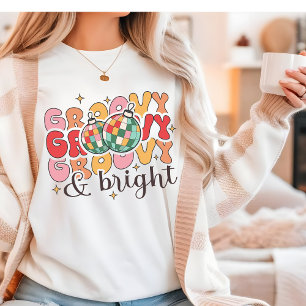 Groovy & Bright Retro Christmas Disco Glitter Ball Tri-Blend Shirt