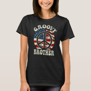 Groovy Brother 70s Aesthetic USA Flag Retro Brothe T-Shirt