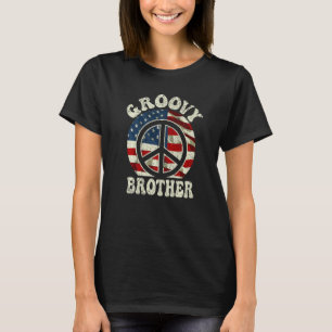 Groovy Brother 70s Aesthetic USA Flag Retro Brothe T-Shirt