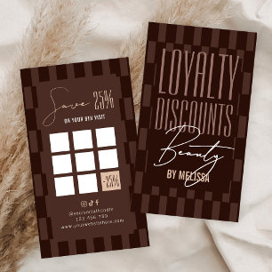 Groovy Brown Chequered Beauty Spa Hair Salon Loyalty Card
