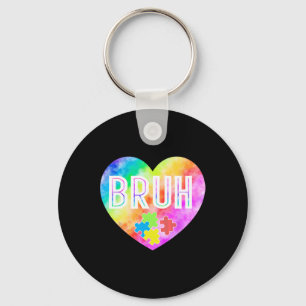 Groovy Bruh Autism Awareness Puzzle Piece For Boys Key Ring