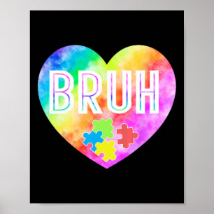 Groovy Bruh Autism Awareness Puzzle Piece For Boys Poster