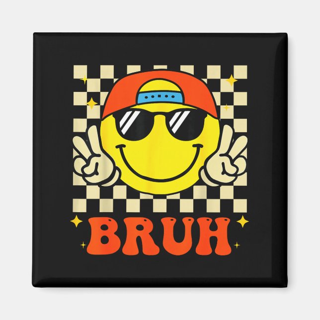 Groovy Bruh For Girls Kids Boys Smile Face  Magnet (Front)