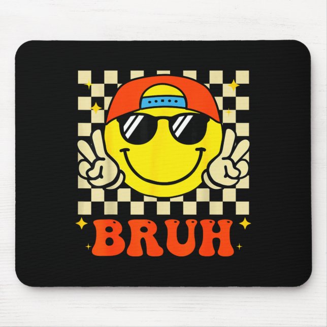 Groovy Bruh For Girls Kids Boys Smile Face  Mouse Pad (Front)
