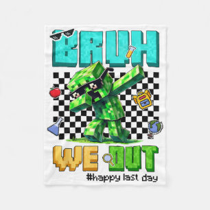 Groovy Bruh We Out Last Day Of School Video Game T Fleece Blanket