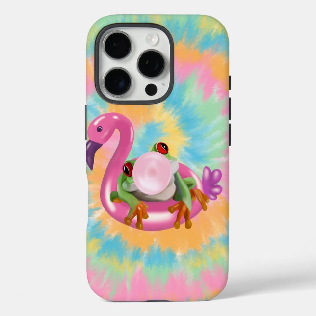 Groovy Bubblegum Blowing Tree Frog Tie Dye  Case-Mate iPhone Case (Back)