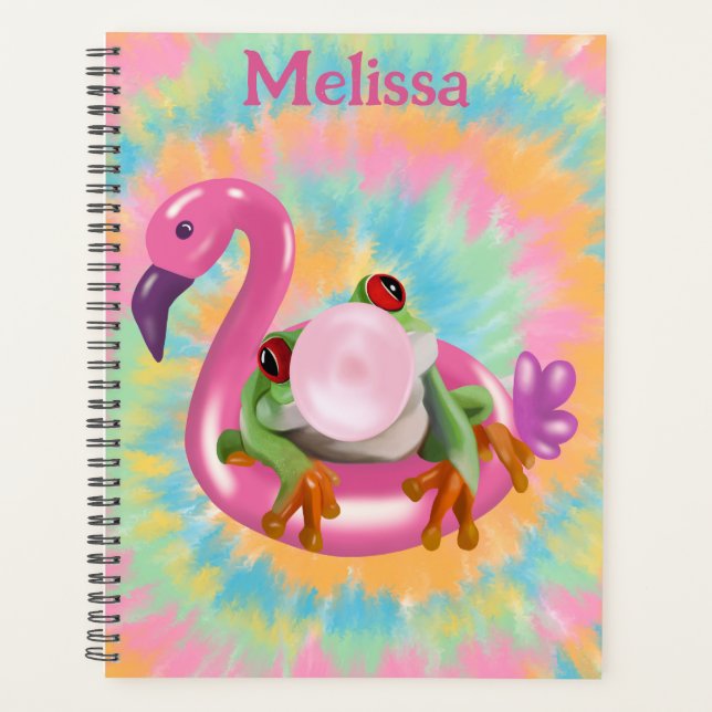Groovy Bubblegum Blowing Tree Frog Tie Dye  Planner (Front)